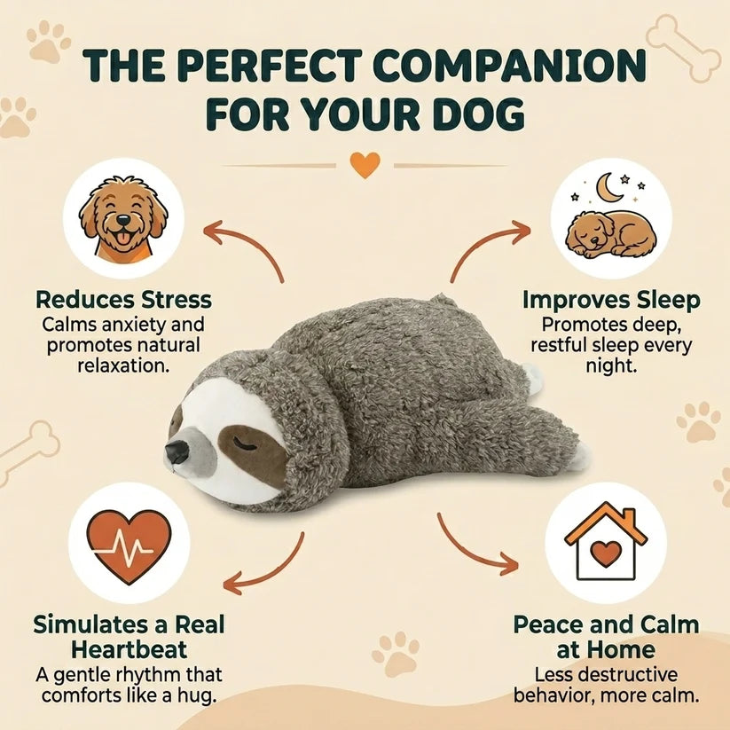 Sloth Heartbeat Plush — for Anxious & Lonely Pets